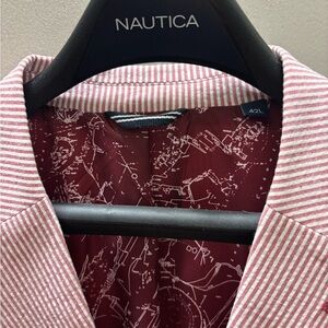 Nautica Burgundy and White Striped Jacket